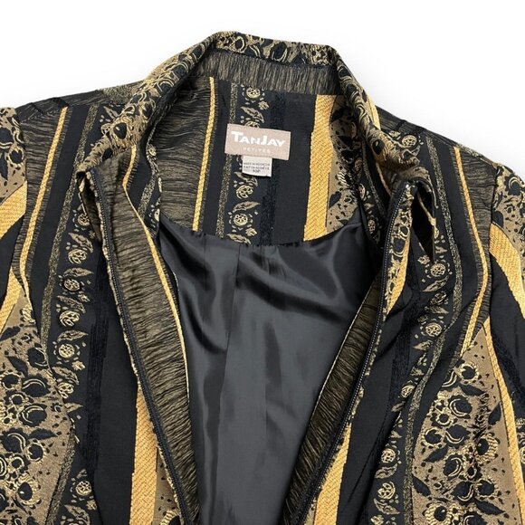 Vintage 90s TanJay Petites Designer Full-Zip Office Blazer Jacket - 10 Petite - Picture 2 of 4